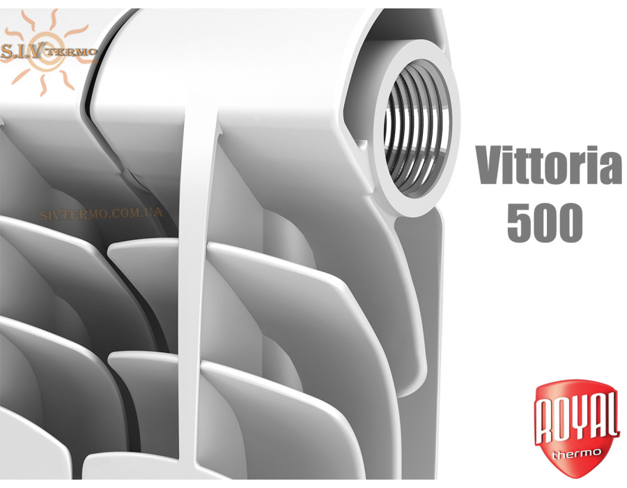 Біметалічний радіатор 12 секцій ✓ Vittoria 500 ✓ Глибина секції 80 мм ✓ Тип підключення бокове ✓ Royal Thermo ✓ Італія