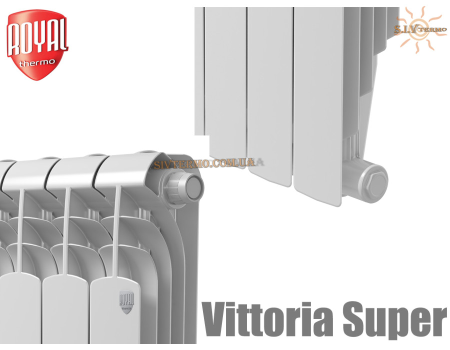 Биметаллический радиатор 10 секций ✓ Vittoria Super 500 ✓ Глубина секции 90 мм ✓ Тип подключения боковое ✓ Royal Thermo ✓ Италия