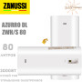 Бойлер Zanussi ZWH/S 80 Azurro DL ☼ Горизонтальний монтаж справа боку ☼ Електронне регулювання ☼ Плоский ☼ Сухий ТЕН ☼ 2000 Вт ☼ Китай