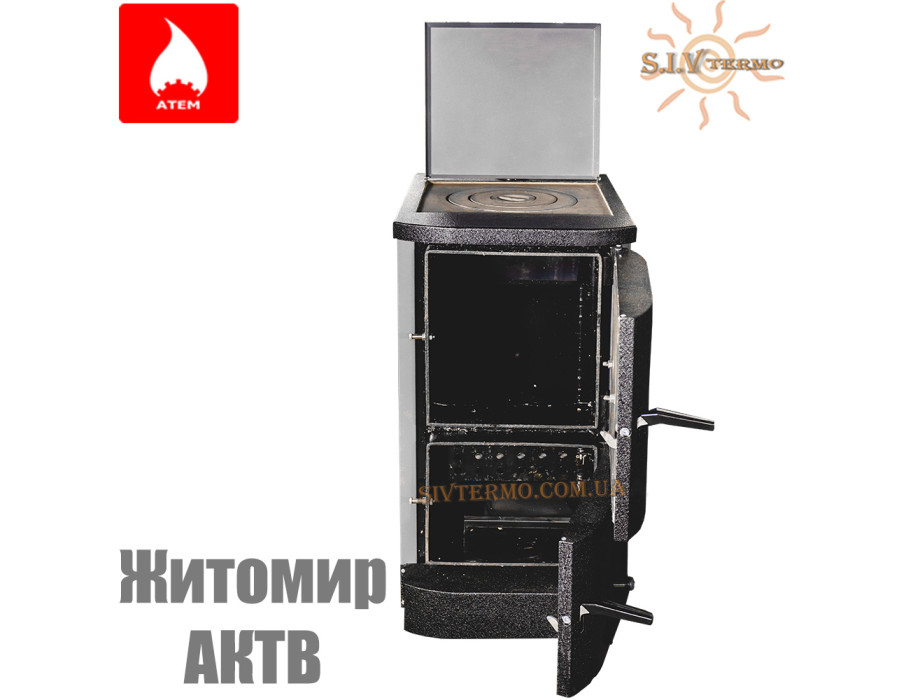 Твердотопливный котел Житомир АКТВ-14В ✓ Двухконтурный ✓ Стальной теплообменник 4-6 мм ✓ Чугунная варочная поверхность ✓ ЖИТОМИР 