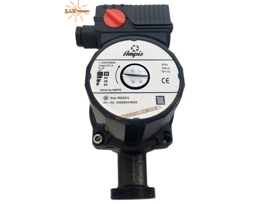 Насос циркуляционный ✔ AMPIS ✔ 25/4-180 W ✔ Гайки + кабель с вилкой в комплекте ✔ Регулирование механическое ✔ Китай